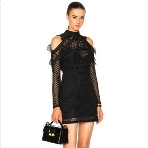 Self-Portrait Purl Black Combi Knit Mini Dress SZ 0